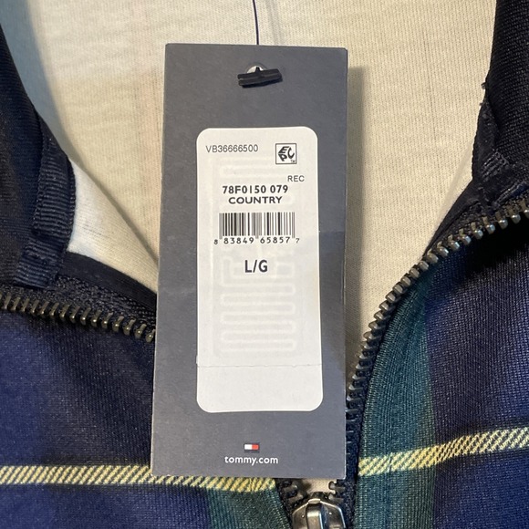 Tommy Hilfiger Plaid Full Zip Track Jacket Men's Size Large Navy Green Red - Picture 8 of 16